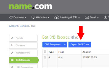 Name.com DNS Export