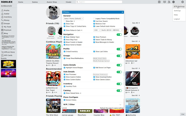 Btroblox Making Roblox Better Browser Addons Google Chrome Extensions - google roblox avatar