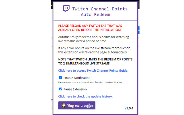 Twitch Channel Points Auto Redeem Browser Addons Google Chrome Extensions